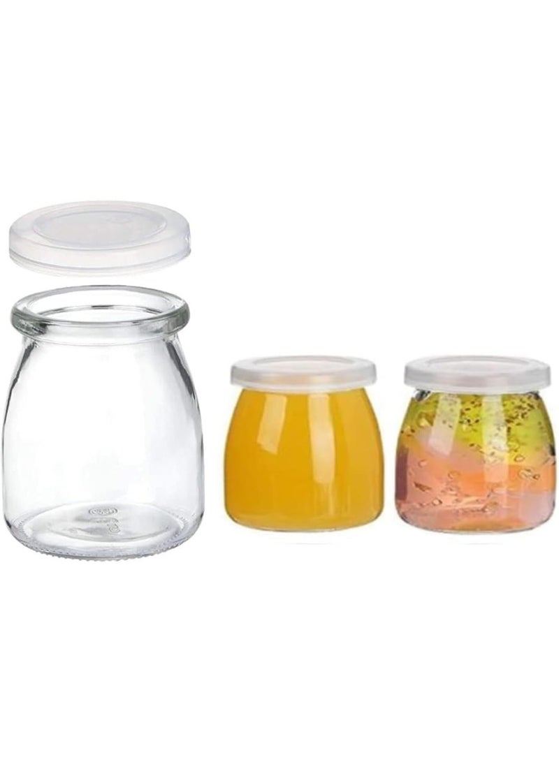 Luxoraq 100ml Glass Yogurt Jars with Plastic Lids – Pack of 3 Mini Clear Dessert Jars for Pudding, Jam, Jelly, Honey & Portion Storage - Image 1